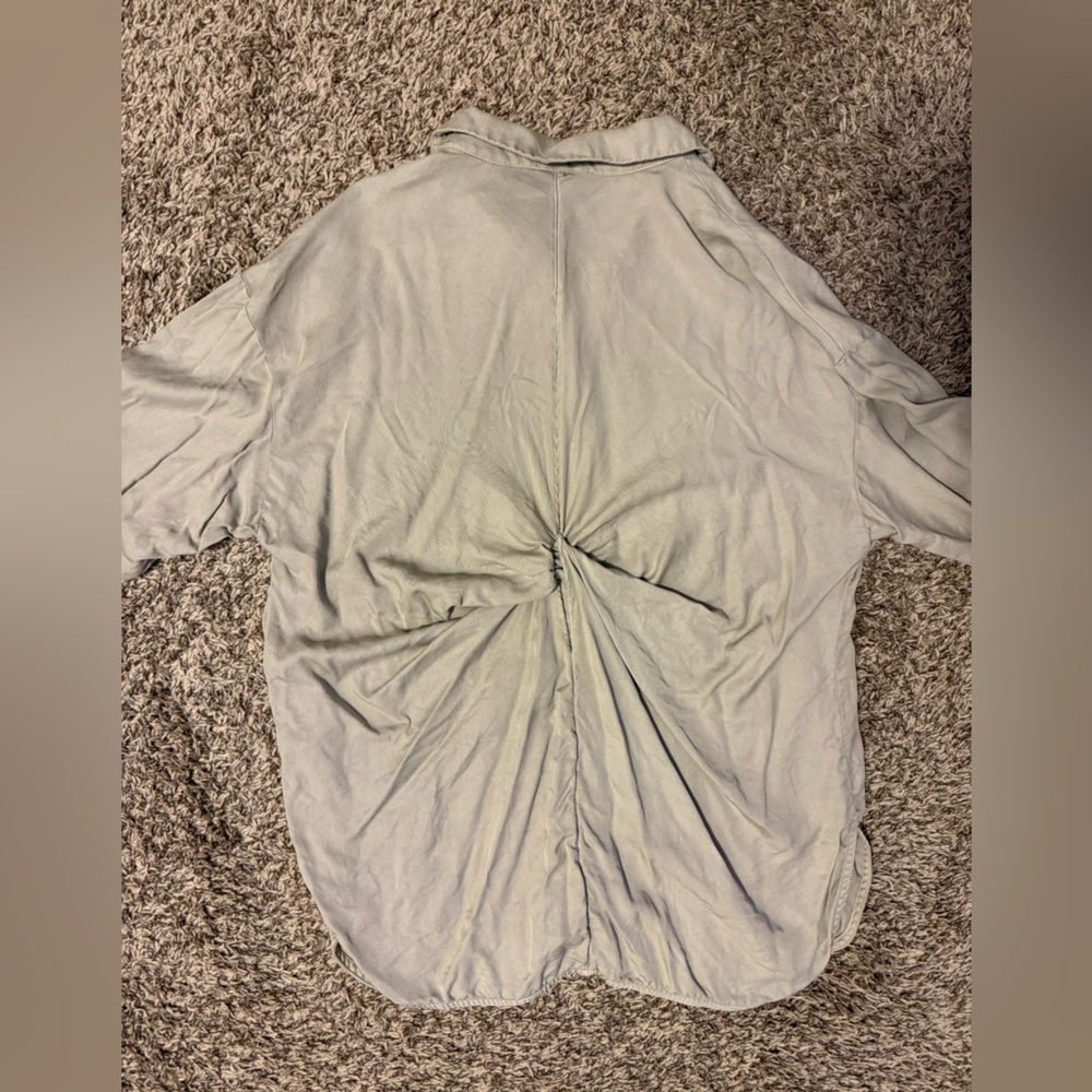 Fate Women's Tan Button-Down Tunic Blouse with Twist Back. - Picture 14 of 14